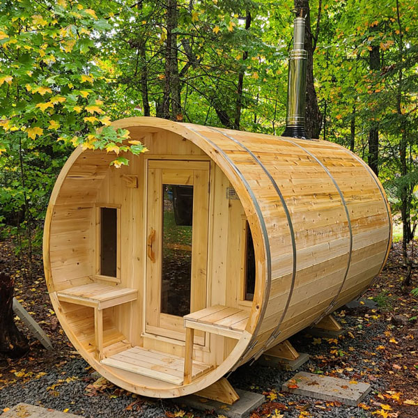 Tranquility Cedar Barrel Sauna with Porch