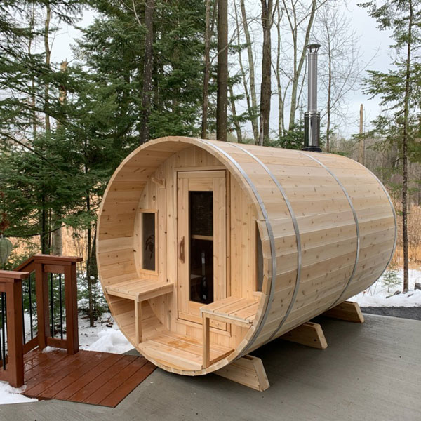 Tranquility Cedar Barrel Sauna with Porch