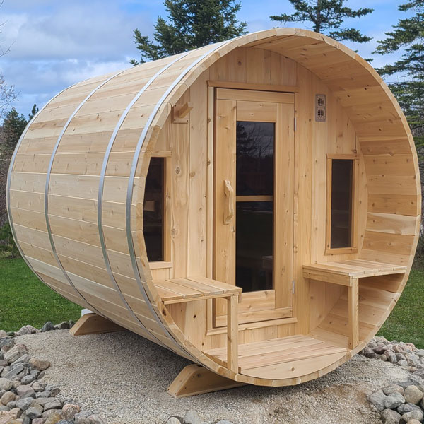 Tranquility Cedar Barrel Sauna with Porch
