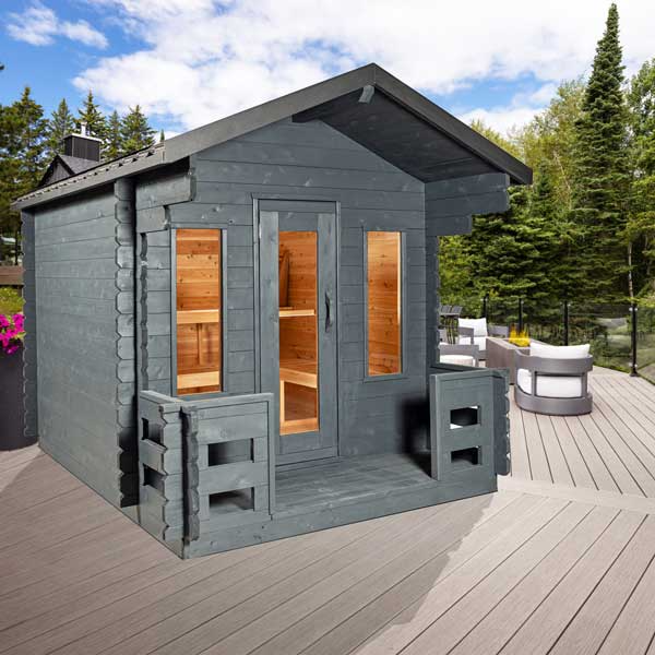 Georgian Cabin Cedar Sauna with Front Porch
