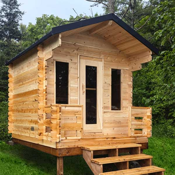 Georgian Cabin Cedar Sauna with Front Porch