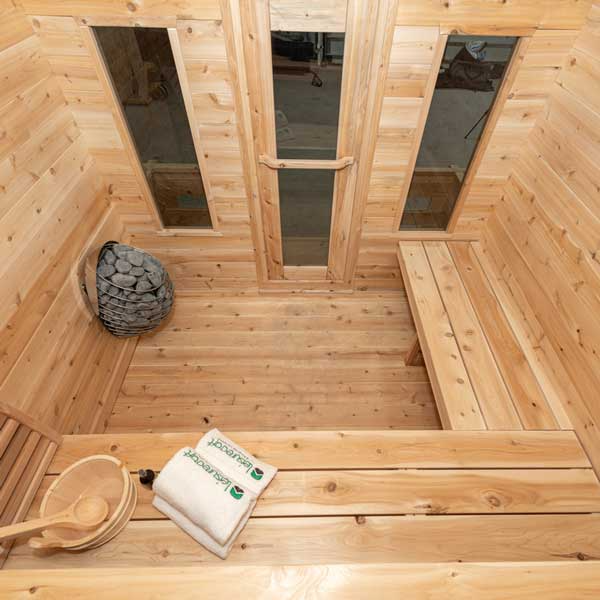 Georgian Cabin Cedar Sauna with Front Porch