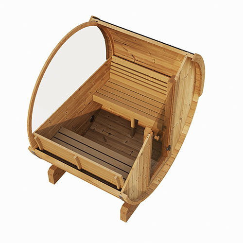SaunaLife Model E7W Outdoor Barrel Sauna with Panoramic Window