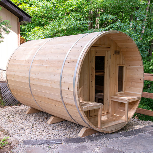 Tranquility Cedar Barrel Sauna with Porch