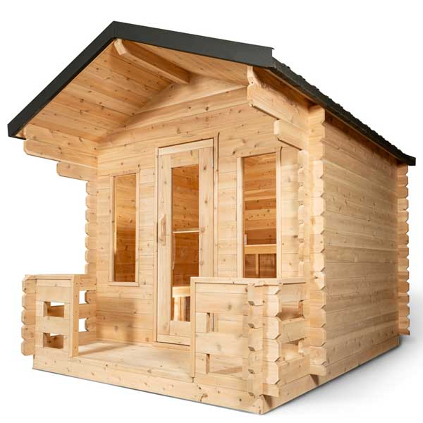 Georgian Cabin Cedar Sauna with Front Porch