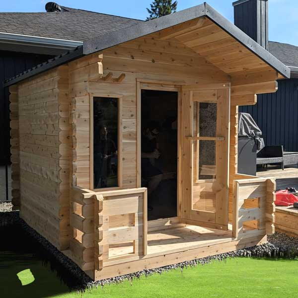 Georgian Cabin Cedar Sauna with Front Porch