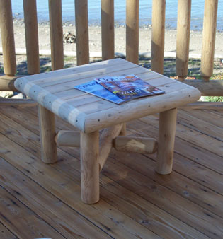 Cedar Log Square End Table 24"