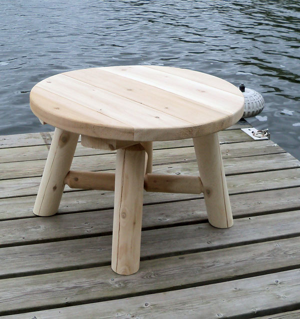 Cedar Log Round End Table