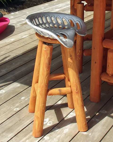 Cedar Log Tractor Seat Bar Stool