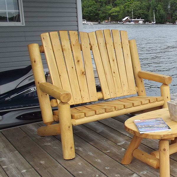 Muskoka Log Bench – White Cedar