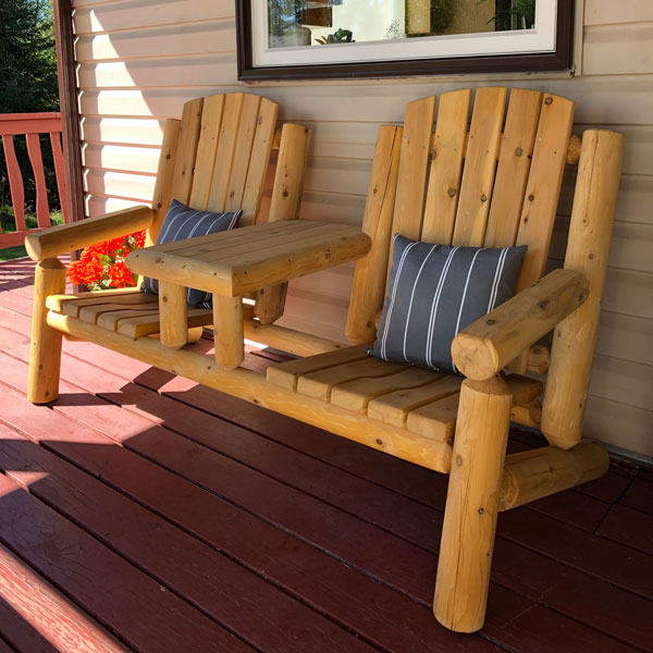 White Cedar Log Gossip Bench