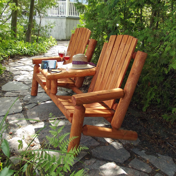 White Cedar Log Gossip Bench