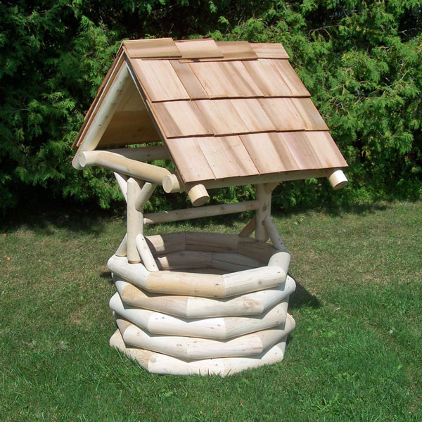 Cedar Log Wishing Well