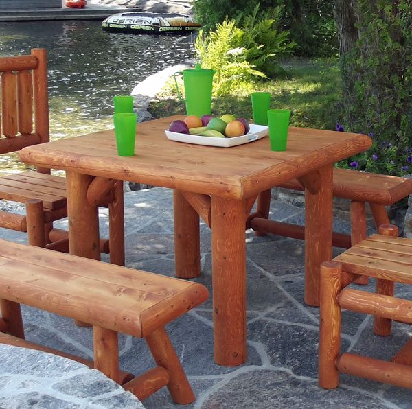 Rectangular Cedar Log Dining Table