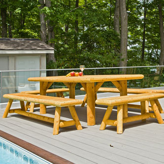 Rectangular Cedar Log Dining Table 42x96