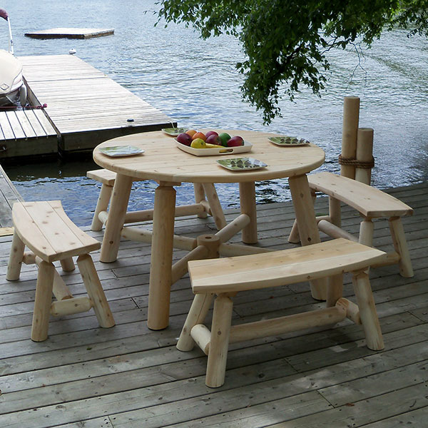 Log Dining Bench – White Cedar
