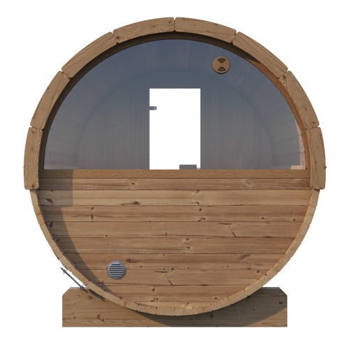 SaunaLife Model E7W Outdoor Barrel Sauna with Panoramic Window