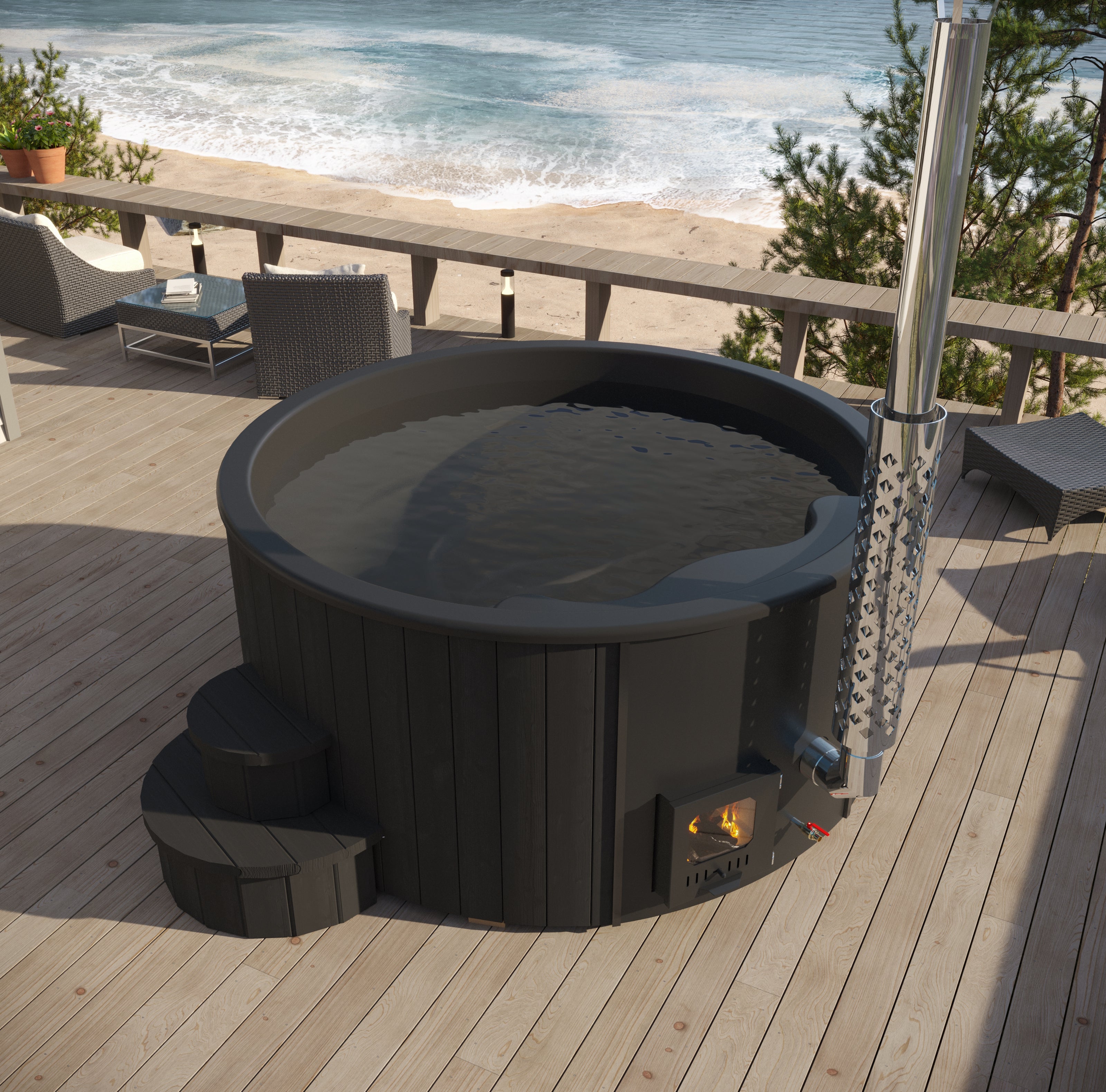 SaunaLife Model S4B Wood-Burning Hot Tub